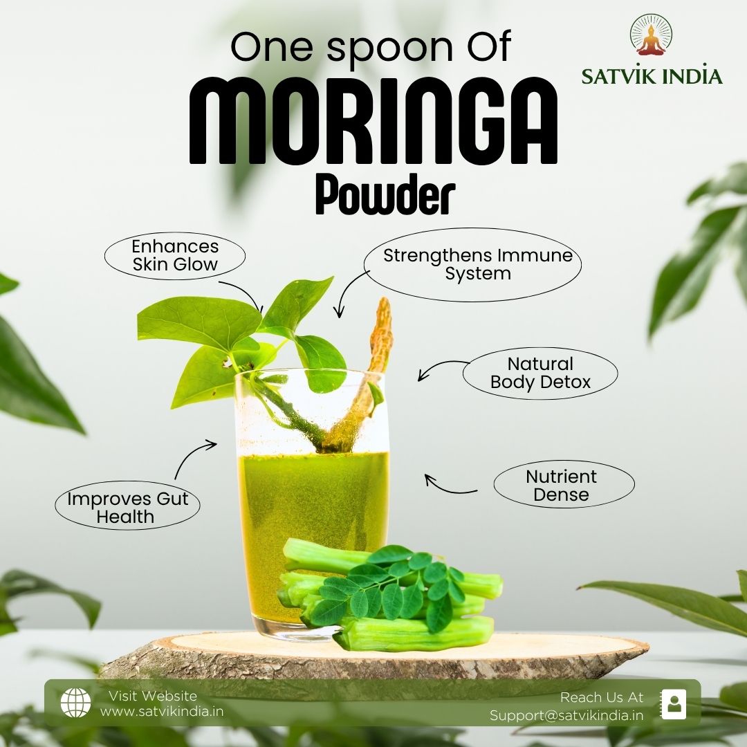 Organic Moringa Powder – Plant-Based Superfood for Energy, Digestion & Skin Health | Satvik India