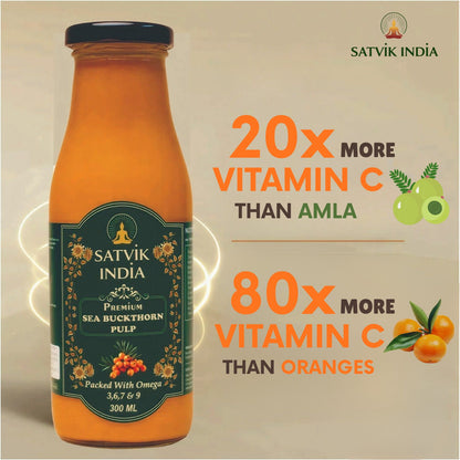 Sea Buckthorn Pulp – Himalayan Superberry Juice | Rich in Vitamin C, Omega 3-6-7-9 & Antioxidants | Satvik India