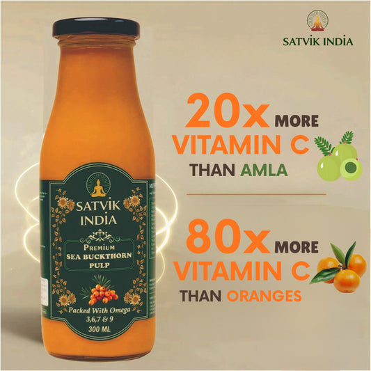 Sea Buckthorn Pulp – Himalayan Superberry Juice | Rich in Vitamin C, Omega 3-6-7-9 & Antioxidants | Satvik India