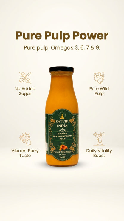 Sea Buckthorn Pulp – Himalayan Superberry Juice | Rich in Vitamin C, Omega 3-6-7-9 & Antioxidants | Satvik India