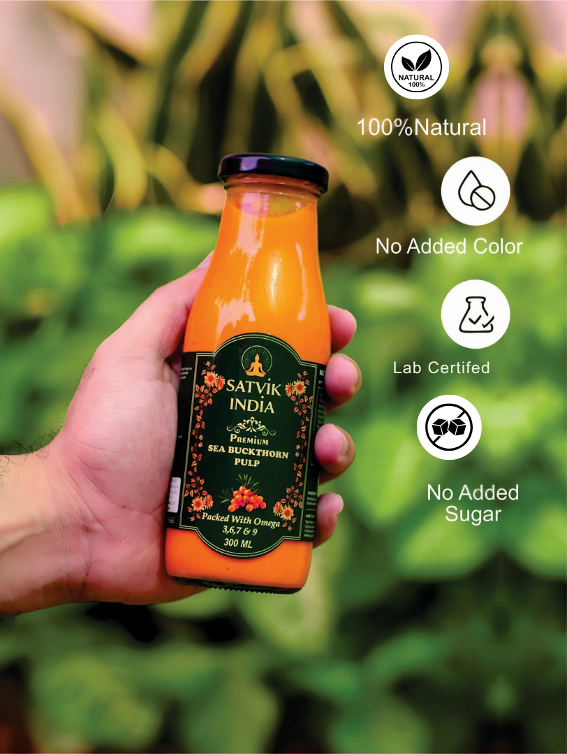Sea Buckthorn Pulp – Himalayan Superberry Juice | Rich in Vitamin C, Omega 3-6-7-9 & Antioxidants | Satvik India