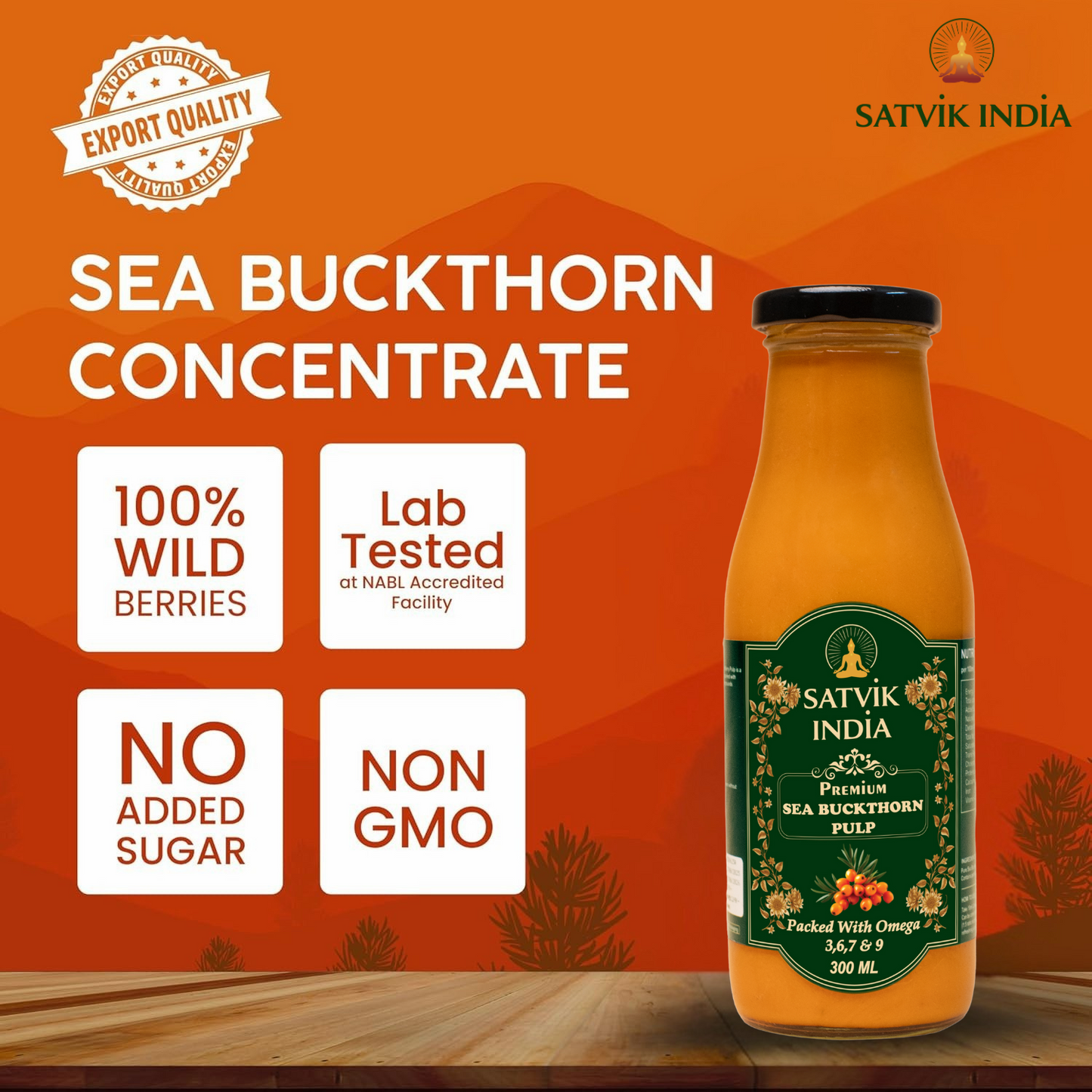 Sea Buckthorn Pulp – Himalayan Superberry Juice | Rich in Vitamin C, Omega 3-6-7-9 & Antioxidants | Satvik India