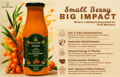 Sea Buckthorn Pulp – Himalayan Superberry Juice | Rich in Vitamin C, Omega 3-6-7-9 & Antioxidants | Satvik India