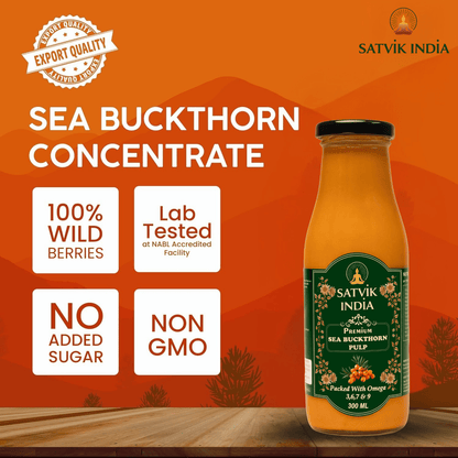 Sea Buckthorn Pulp – Himalayan Superberry Juice | Rich in Vitamin C, Omega 3-6-7-9 & Antioxidants | Satvik India